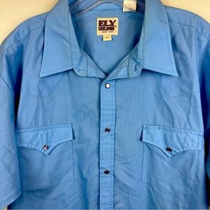 Ely Cattleman Men’s Western Pearl Snap Size 18, Blue
